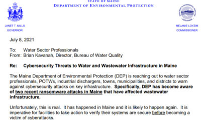 Letter About Cyber-Attack On Maine Sewage Plants
